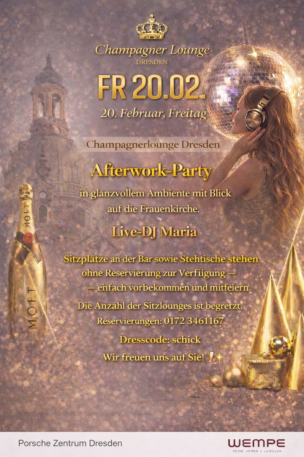 Champagner Lounge Dresden - Afterwork Party mit Live-DJ Maria